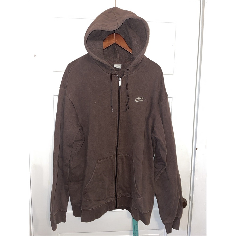 Vintage Nike Sportswear XXL Full Zip Hooded Sweatshirt‎ Brown